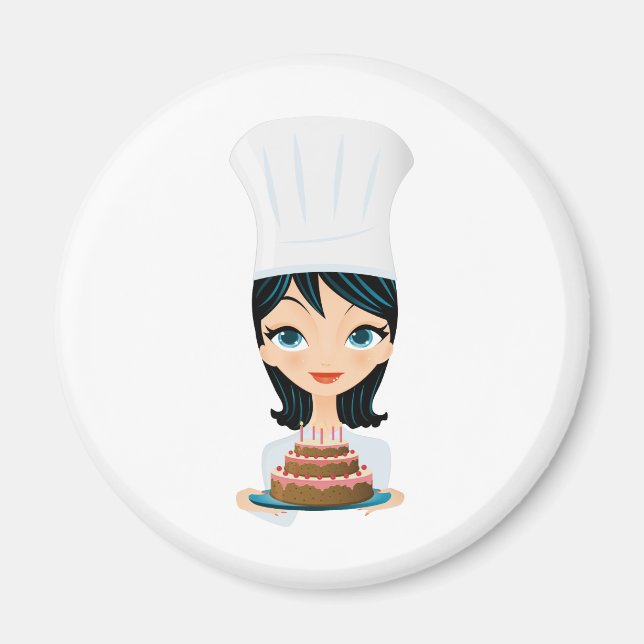 Woman chef Birthday cake Magnet (Front)