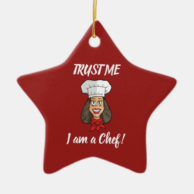 Woman Chef Ceramic Ornament (Front)