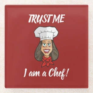 Woman Chef Glass Coaster