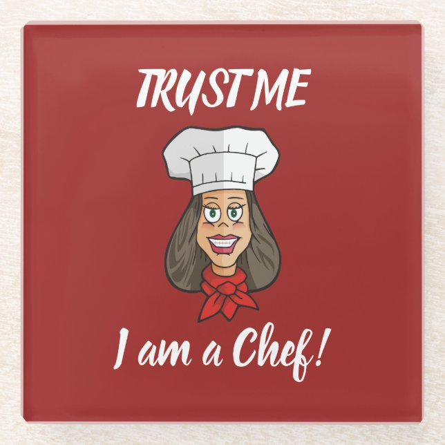 Woman Chef Glass Coaster (Front)