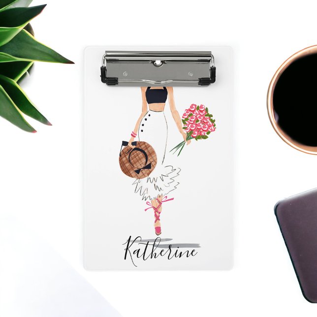 Woman Chic Fashion Stylish White Skirt Flowers Mini Clipboard (Creator Uploaded)