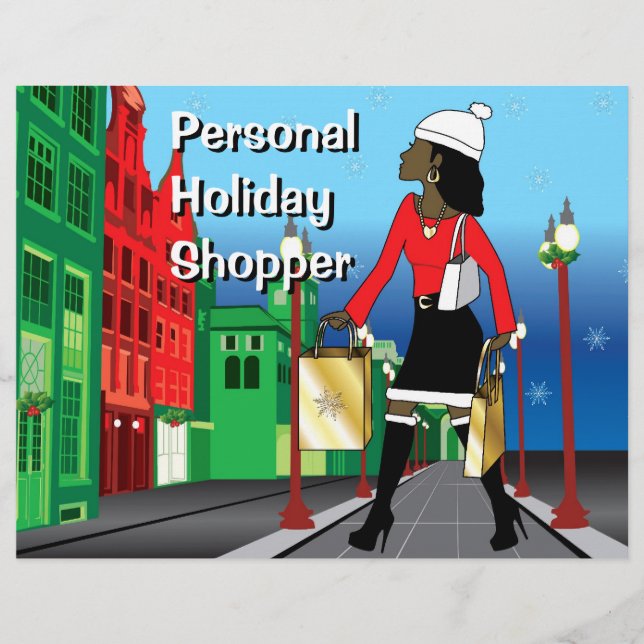 Woman Christmas shopping with bags dressed fashion Flyer (Front)
