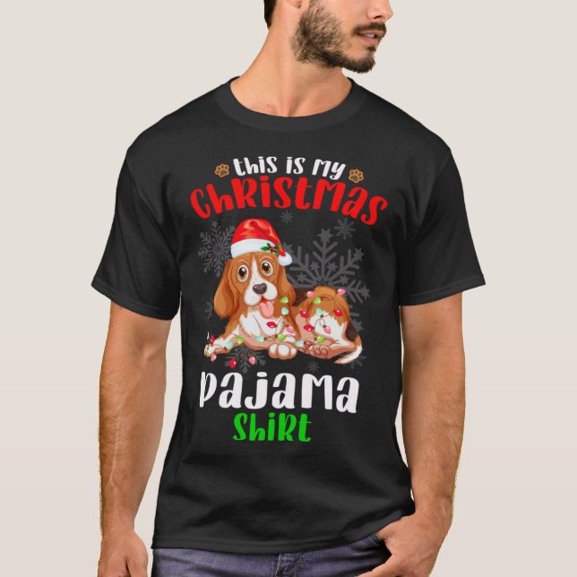 Woman Christmas This Is My Pijama American Foxhoun T-Shirt (Front)