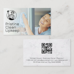 Woman Cleaning Glass Window Business Card