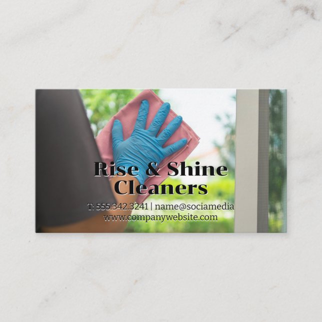 Woman Cleaning Glass Window Business Card (Front)