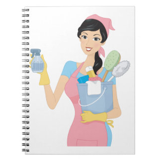 Woman Cleaning Notebook