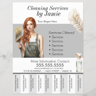 Woman Cleaning Service Business Tear Off  Flyer