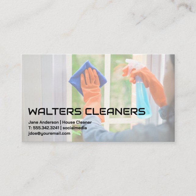 Woman Cleaning Window Business Card (Front)