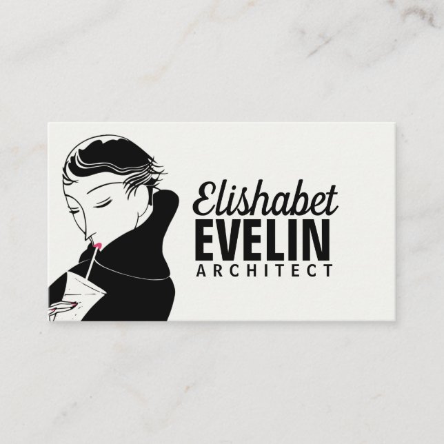 Woman Cocktail Art Deco g97659 Business Card (Front)