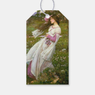 Woman Collecting Flowers in the Wind Gift Tags