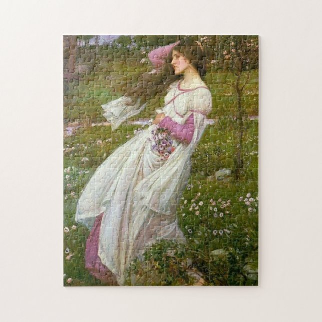 Woman Collecting Flowers in the Wind Jigsaw Puzzle (Vertical)