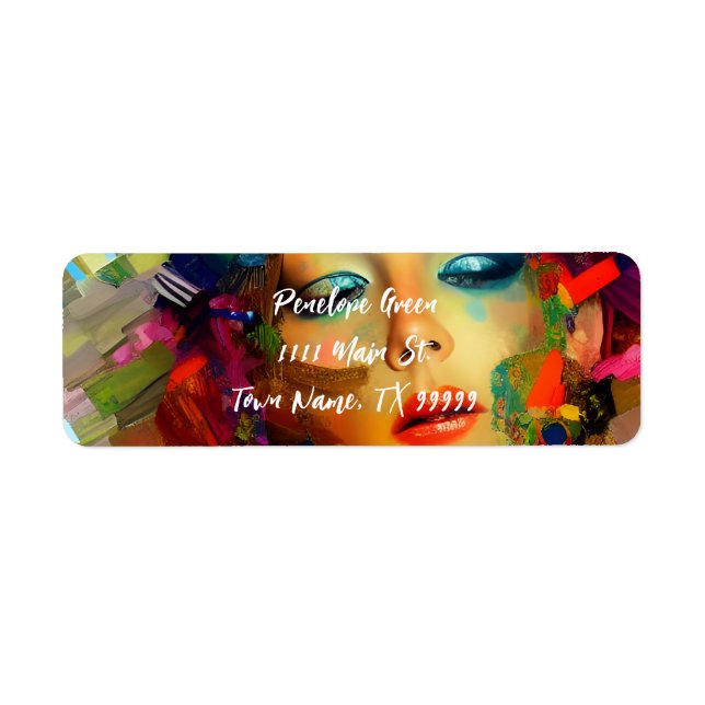 Woman Colourful Painting Return Address Label (Front)