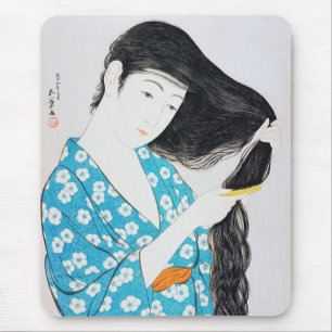 Woman Combing Her Hair, Goyō Hashiguchi Mouse Pad