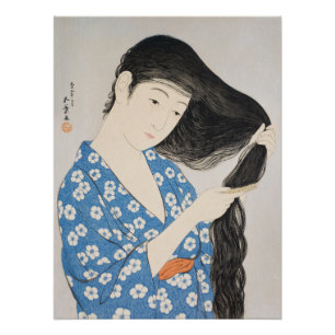 Woman Combing Her Hair Poster