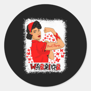 Woman Congestive Heart Failure Warrior Heart Disea Classic Round Sticker
