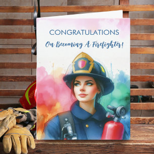 Woman Congratulations Firefighter  Card