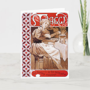 Woman Cooking, Alphonse Mucha Card