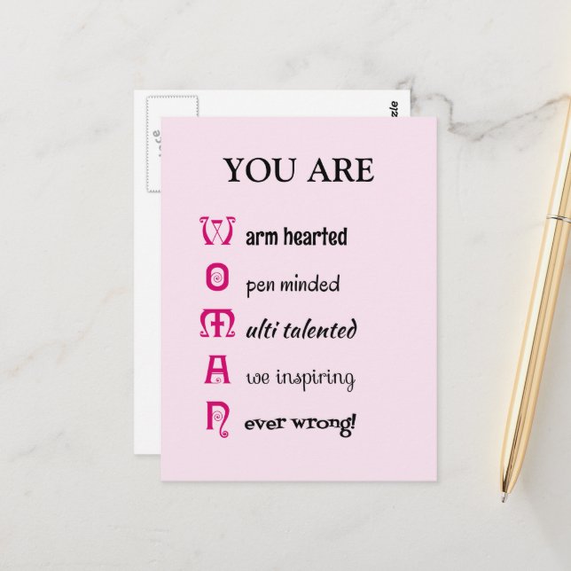 WOMAN custom name self-esteem inspirational Postcard (Front/Back In Situ)