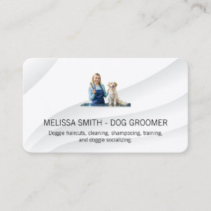 Woman Cutting Dog Hair Groomer Pet Store Business Card