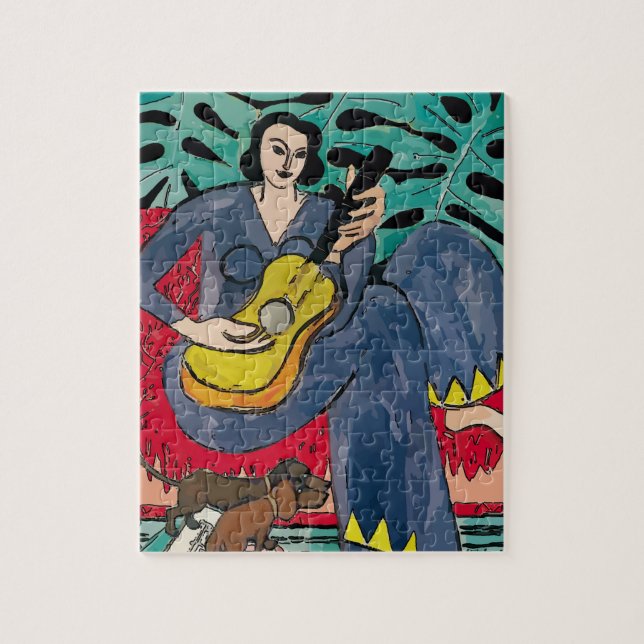 Woman, Dachshunds, Guitar Matisse styule Jigsaw Puzzle (Vertical)