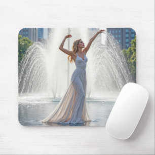 Woman Dancing In a City Fountain Mouse Pad