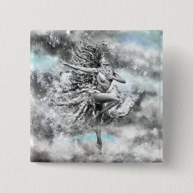 Woman Dancing in the Clouds - Feeling Button (Front)