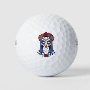 Woman Day of the Dead Golf Balls