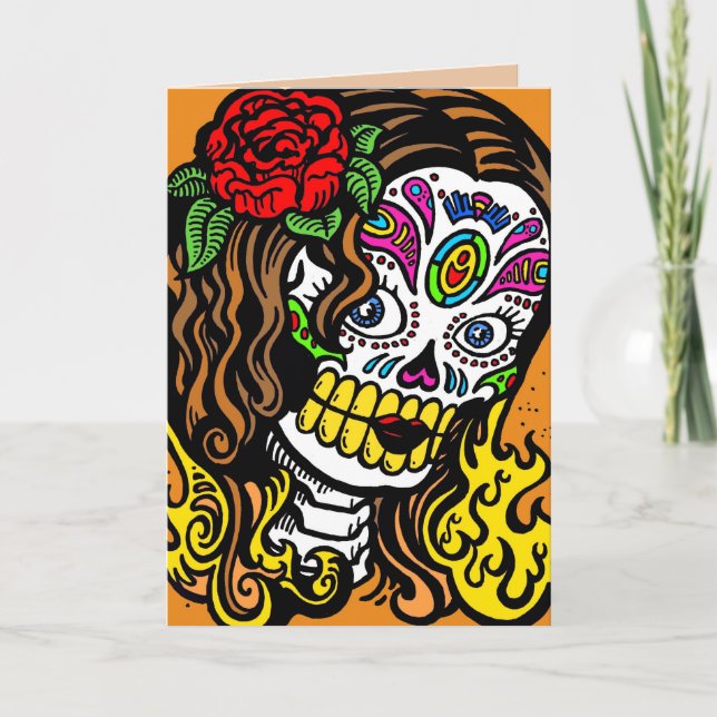 woman day of the dead greeting card (Front)