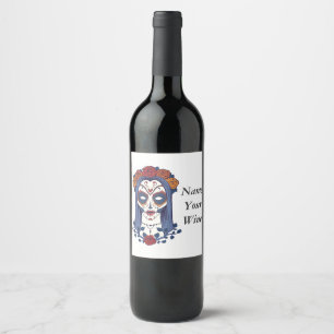 Woman Day of the Dead Wine Label