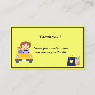 Woman Delivery Driver Thank you review Business Card