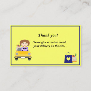 Woman Delivery Driver Thank you review Business Card