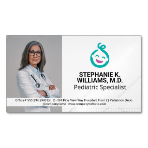 Woman Doctor   Paediatrics Baby Logo Magnetic Business Card