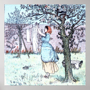 Woman doing laundry poster