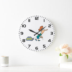 Woman Dragging Baggage  Large Clock