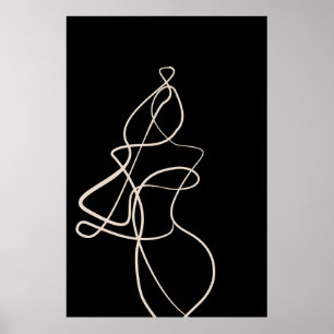 Woman Drawing. Line Art  Poster