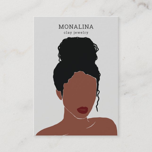 Woman Drawing | Modern Earring Jewellery Display  Business Card (Front)