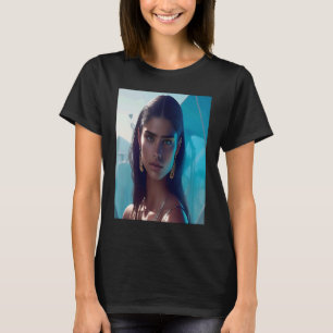Woman Dreamy Blue Sea Ocean Gold Earrings Look Out T-Shirt