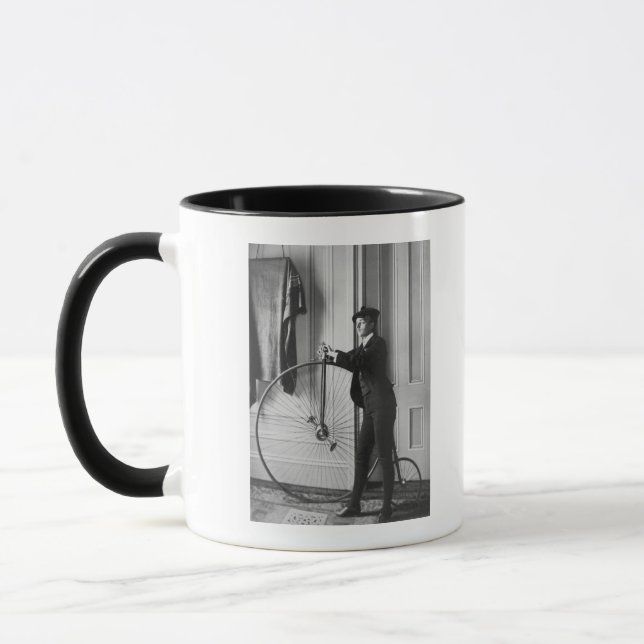 Woman Dressed as Man with Bicycle Mug (Left)