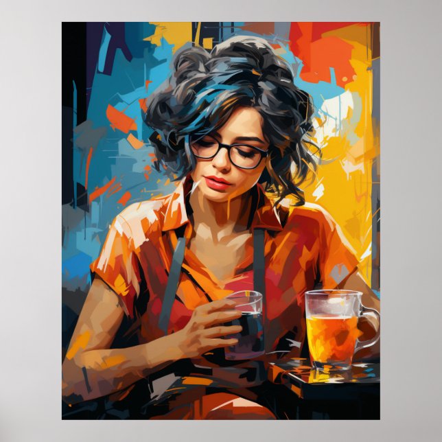 Woman drinking coffee poster (Front)