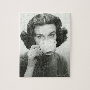 Woman Drinking Jigsaw Puzzle