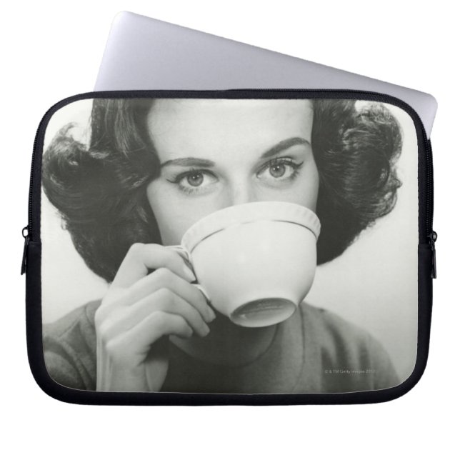Woman Drinking Laptop Sleeve (Front)
