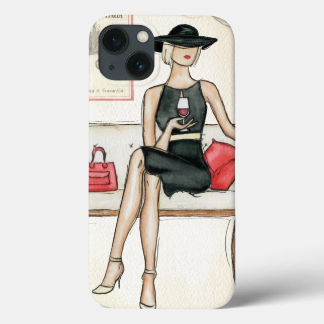 Woman Drinking Red Wine Case-Mate iPhone Case (Back)
