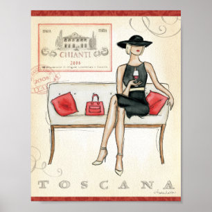 Woman Drinking Red Wine Poster