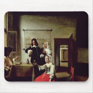 Woman drinking with soldiers, 1658 mouse pad