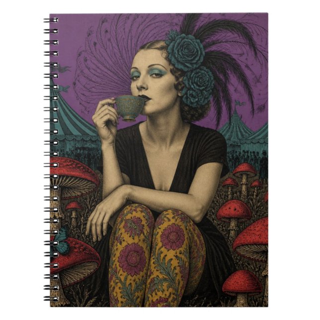 Woman Drinks Tea at the Circus Notebook (Front)