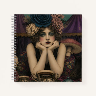 Woman Drinks Tea at the Circus With Black Goat Notebook