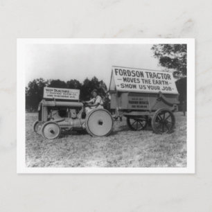 Woman Driving Fordson Tractor Photograph Postcard