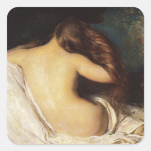 Woman Drying Her Hair (by Joseph DeCamp) Square Sticker