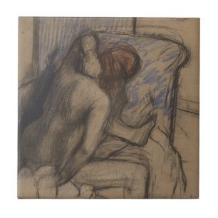 Woman Drying Her Hair Tile