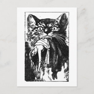 Woman Eating Cat Postcard